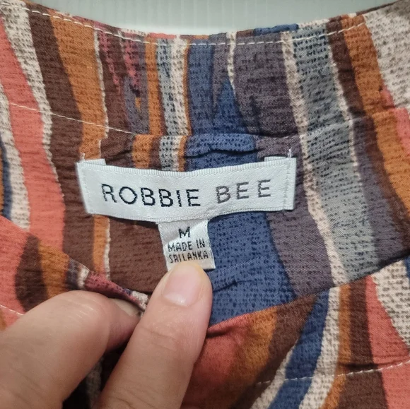 Robbie Bee Brown and Blue Tiered Sundress Size M - Picture 6 of 9